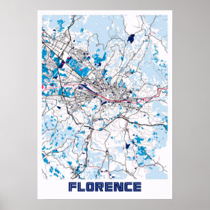 Poster Florença - Itália Mapa da Cidade do Leite