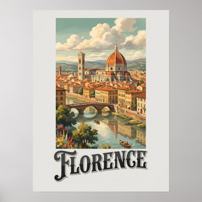Poster Florença Itália Viagem Antiga (Frente)