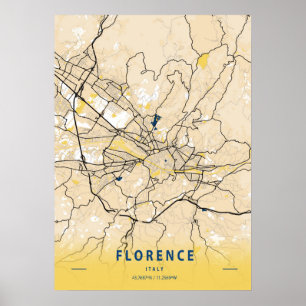 Poster Florença - Mapa da Cidade Amarela da Itália