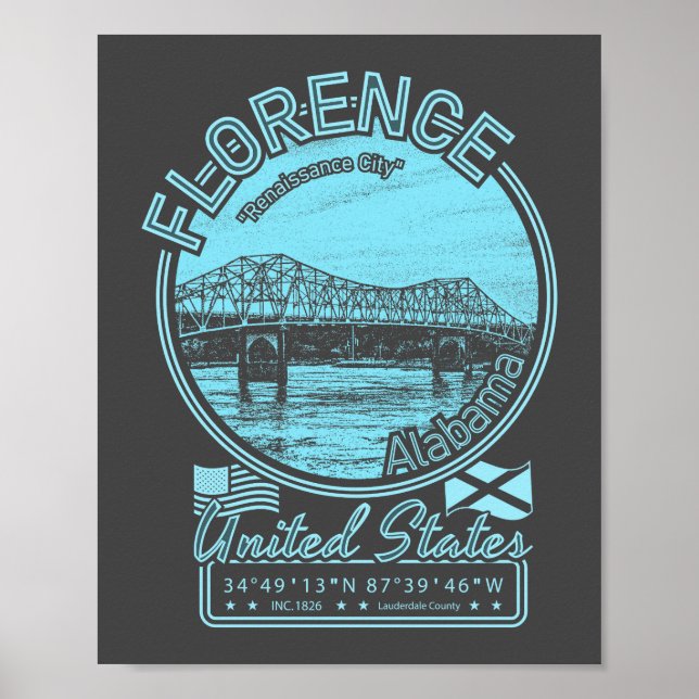 POSTER FLORENCE ALABAMA - RIO TENNESSEE (Frente)