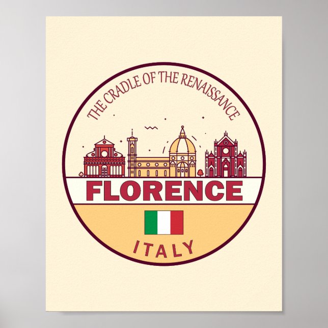 Poster Florence Itália City Skyline Emblem (Frente)