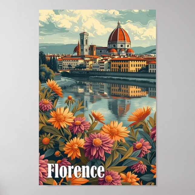 Poster Florence Itália - Ilustração do Viagem artístico (Frente)