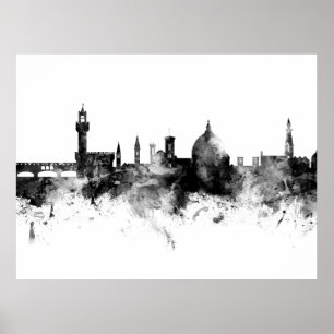 Poster Florence Itália Skyline Black White