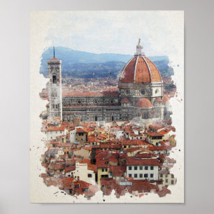 Poster Florence Itália Watercolor Art