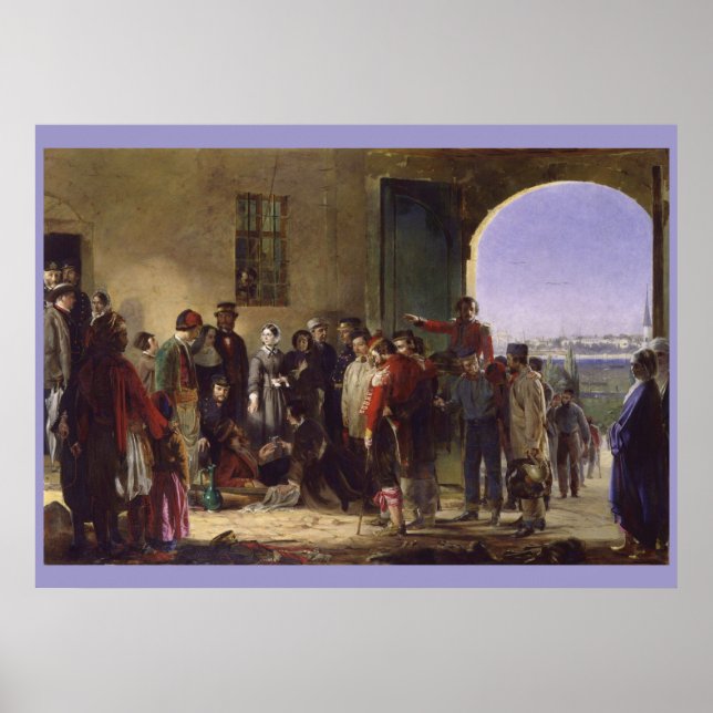 Pôster Florence Nightingale sendo ferida em Scutari (Frente)