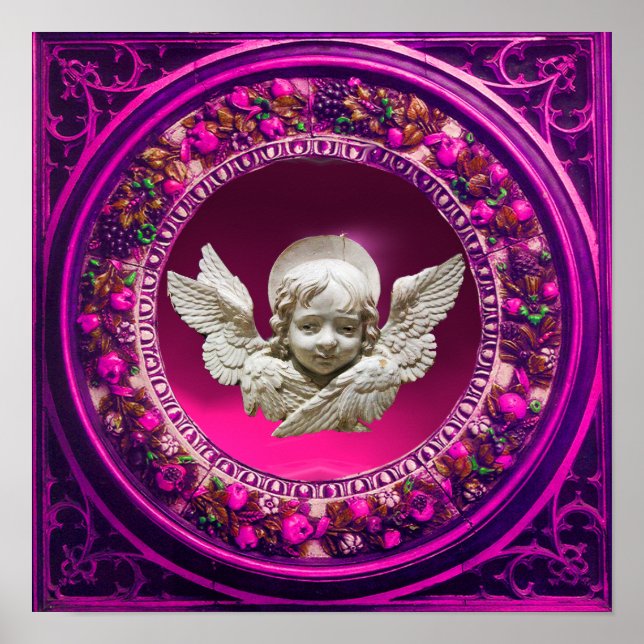 PÔSTER FLORENTINE RENAISSANCE ANGEL PINK FLORAL CROWN (Frente)