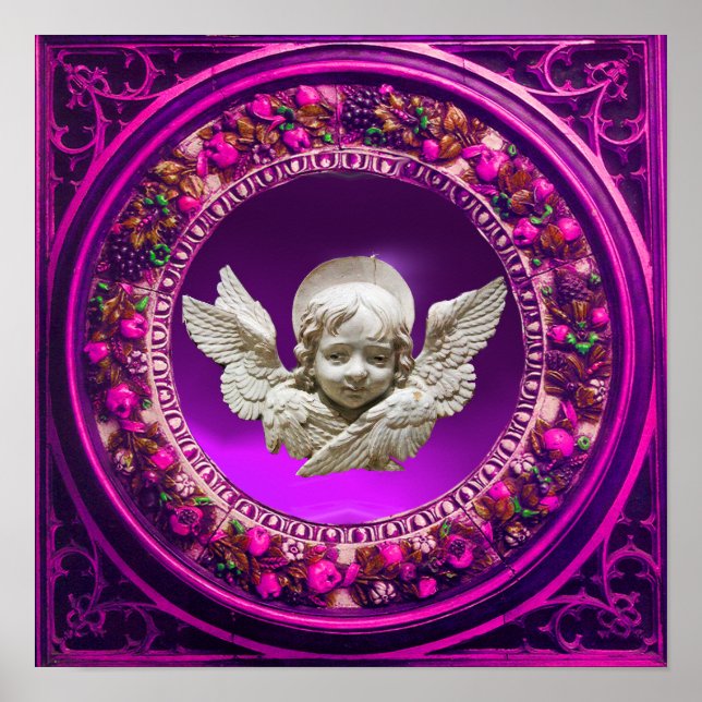 POSTER FLORENTINE RENAISSANCE ANGEL PINK FLORAL CROWN (Frente)