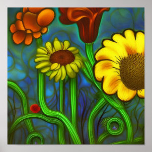 Poster Flores abstrato