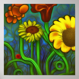 Poster Flores abstrato