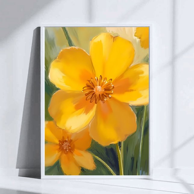 Poster Flores Amarelas Aquarela Flores da Primavera Pinta (Criador carregado)