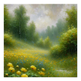 Pôster Flores Amarelas em um Dia de Chuva
