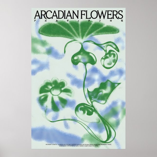 Poster Flores Arcádicas Fórmula Abstrata Japonesa Bauhaus (Frente)