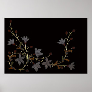 Poster Flores Art Déco em Preto