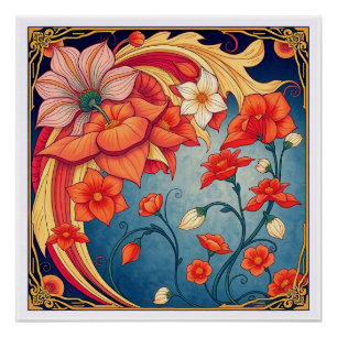 Pôster Flores art nouveau