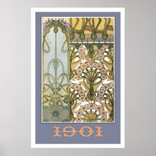 Poster Flores art nouveau alphonse mucha arte floral 1901