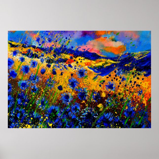 Poster flores azuis 0746 (Frente)