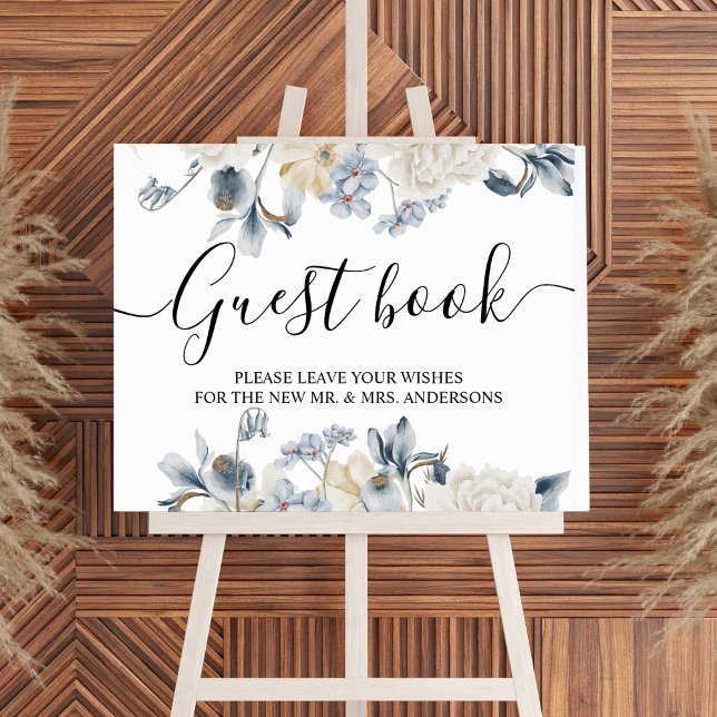 Poster Flores Azuis E Brancas Elegantes (Criador carregado)