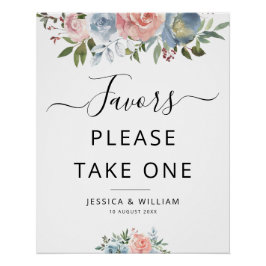 Pôster Flores azuis e escamosas Sinal de favor