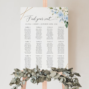 Poster Flores Azuis, Flores Brancas, Boho, Mapa de Assent