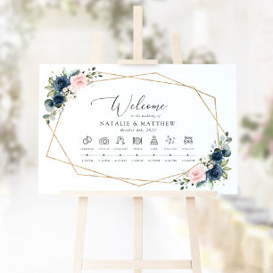 Poster Flores Azuis Marinho, Flores Rosadas, Cronologia d