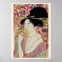 Flores & Beleza Período Edo Pintura de Geisha