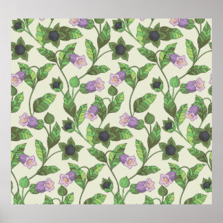 Poster Flores Belladonna: Ilustração Floral Vintage