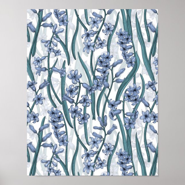 Poster Flores Blue Hyacinth em branco (Frente)