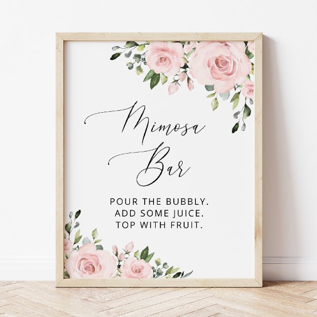 Poster Flores-Blush, Flores-Rosa, Boho, Bar Mimosa (Criador carregado)