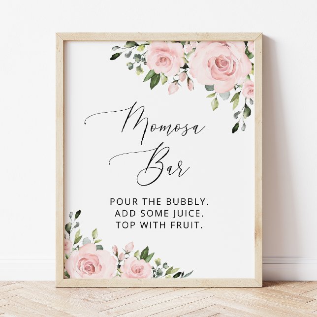 Poster Flores-Blush, Flores-Rosa, Boho, Bar Momosa (Criador carregado)