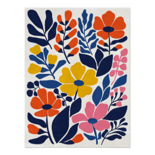 Pôster Flores Boêmias Modernas de Meados do Século