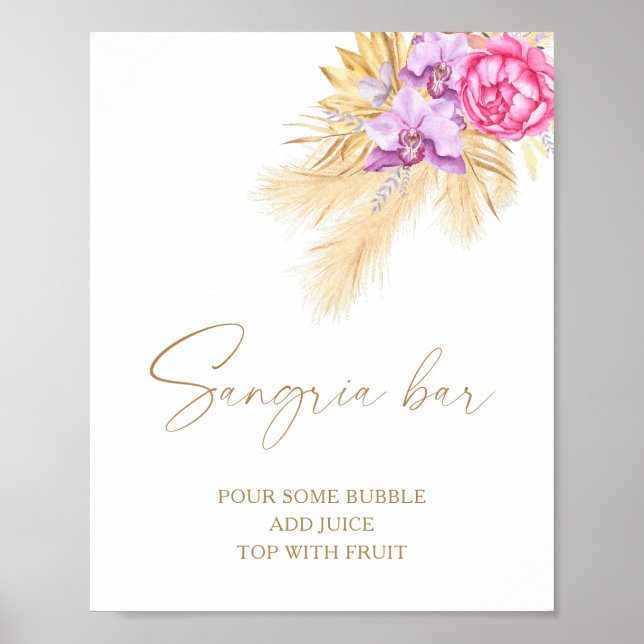 Poster Flores boho de aquarela - bar sangria (Frente)