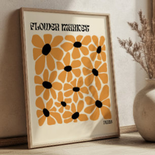 Poster Flores Boho Paris Mercado de Flores Minimalista Mo
