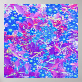 Poster Flores bonito de Azul Violeta e Verde limão