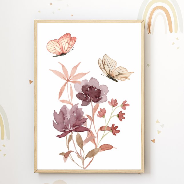 Poster Flores Borboleta Berçário Cartaz Decoração Quarto  (Criador carregado)