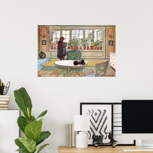 Poster Flores Botânicas de Estilo Rústico em Janela Vinta (Escritório em casa)