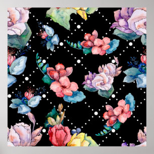 Poster Flores botânicas florais buquês. Folha de primaver