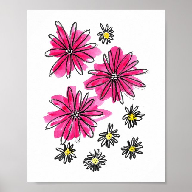 Poster Flores Brancas e Rosa Quiméricas (Frente)