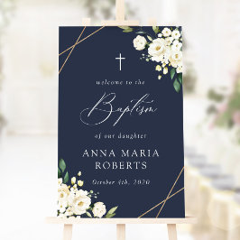 Poster Flores Brancas, Flores Creme, Bem-vindo ao Batismo