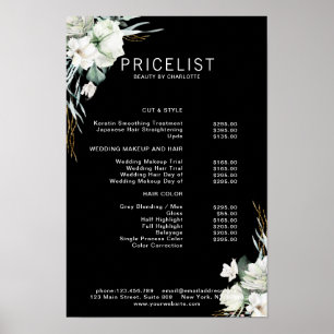 Poster Flores brancas modernas e elegantes, lista de preç