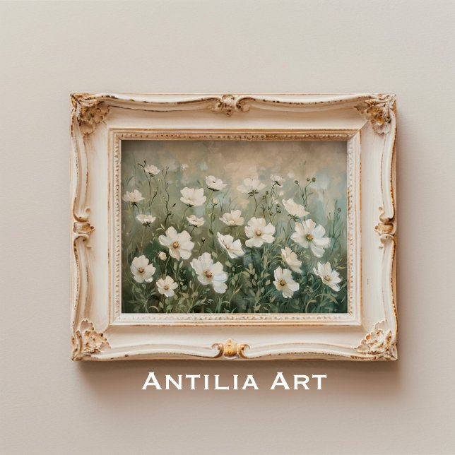 Poster Flores Brancas, Pintando Primavera Meadow (Criador carregado)