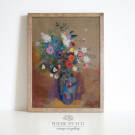 Poster Flores buquês coloridas na pintura de Vase vintage