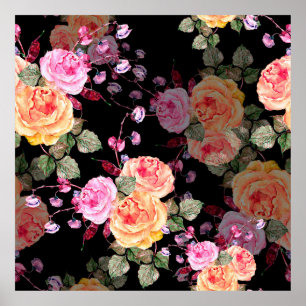 Poster Flores buquês de aquarelas com flores aricóticas