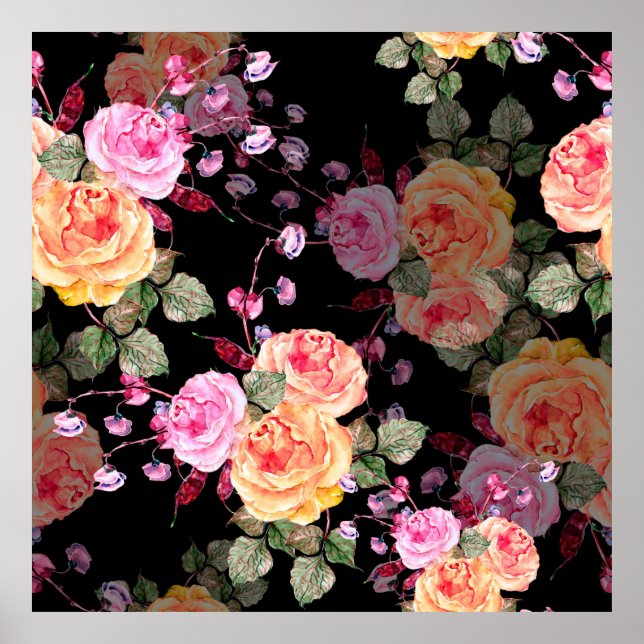 Poster Flores buquês de aquarelas com flores aricóticas (Frente)