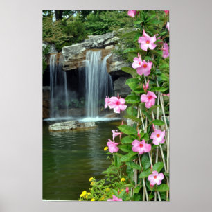 Pôster Flores & cachoeira