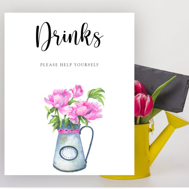 Poster Flores chá de bebê Bebidas sirva-se (Criador carregado)