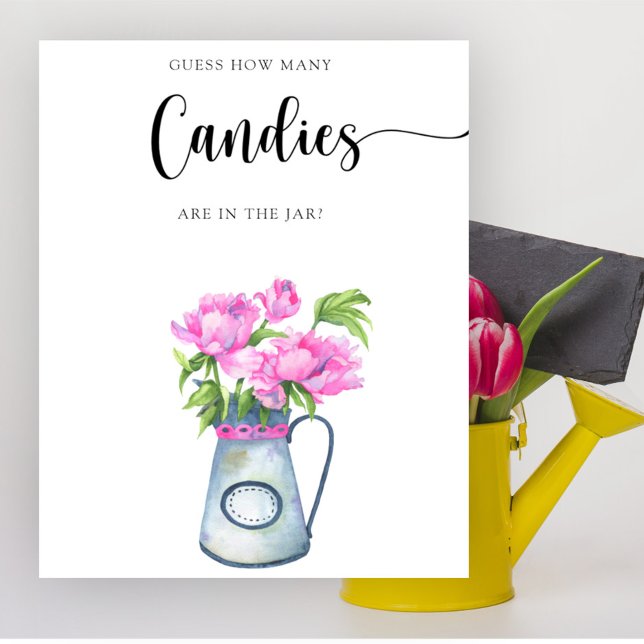 Poster Flores chá de fraldas adivinha quantos doces (Criador carregado)