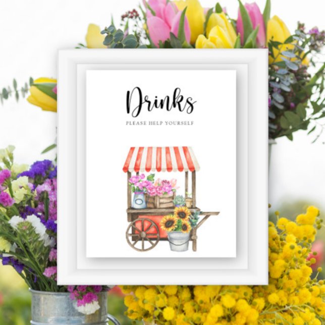 Poster Flores chá de fraldas - Bebidas ajudem-se a si pró (Criador carregado)