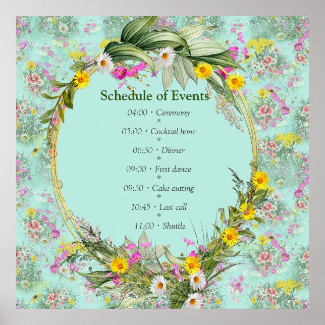 Poster Flores Clássicas Retro Meadow (Frente)