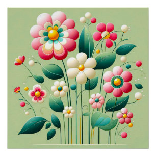 Pôster Flores coloridas 3d