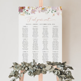 Poster Flores Coloridas, Boho, Gráfico de Assentos de Cas